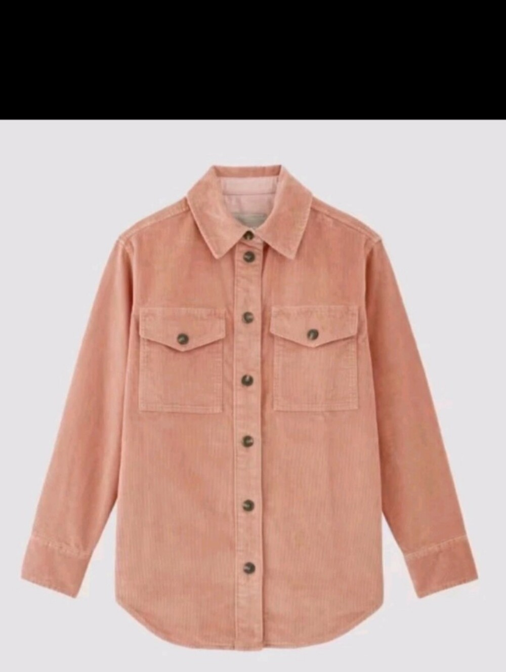 Everlane Corduroy Button-Up Shirt Jacket in Dusty Rose